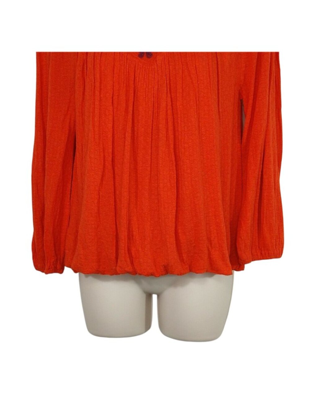 Free People Begonia Top Blouson Embroidered Boho Size XS Orange Purple Long Slv - Picture 3 of 10